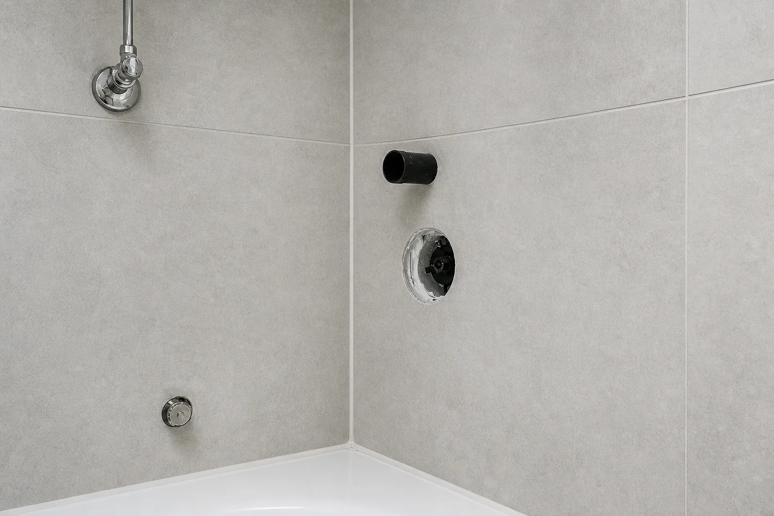 Wiederhergestellte Fliesenfläche an einer Badewanne nach der Reparatur in Hannover